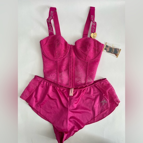 Juicy Couture Other - Juicy Couture - two piece blinged logo corset top and shorts - size M